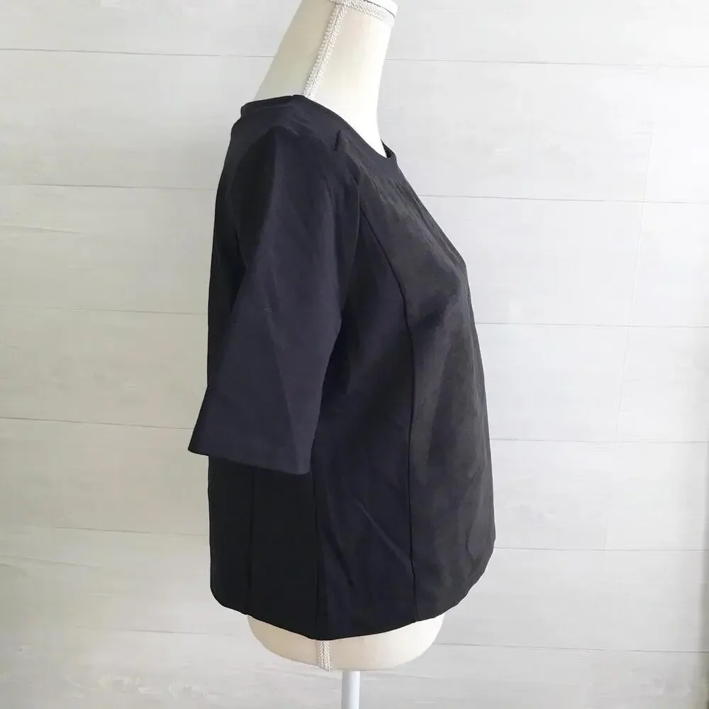 NWT Liz Claiborne Career - Black square cut top faux suede front, M - Picture 3 of 6